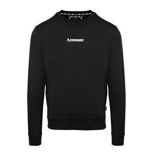Aquascutum Mens Cotton Blend Ribbed Collar Regular Sweatshirt / Black